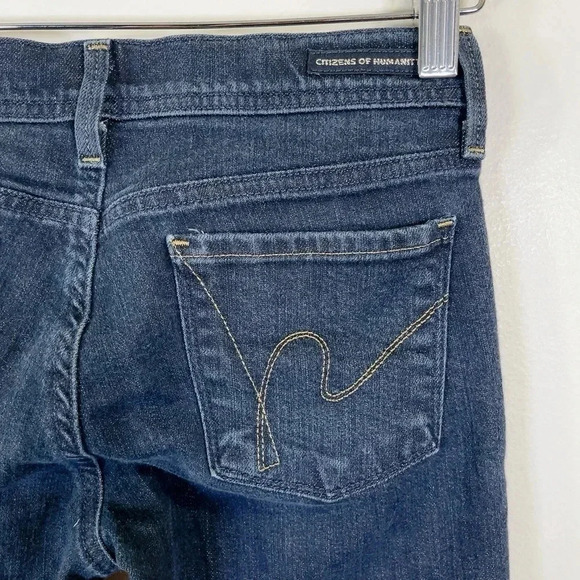 CITIZENS of HUMANITY Ingrid Stretch Low Waist Flare Stay Gold Dark Wash Jeans - Picture 13 of 15